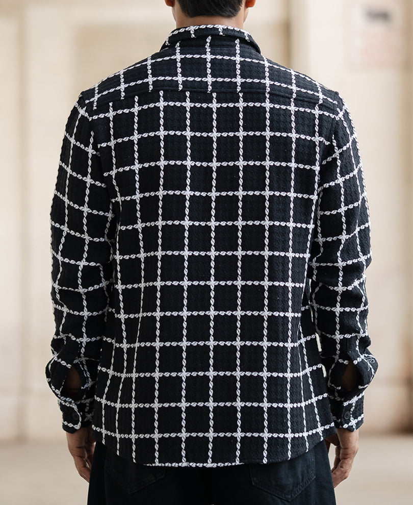 Black Structured Checks Shirt.