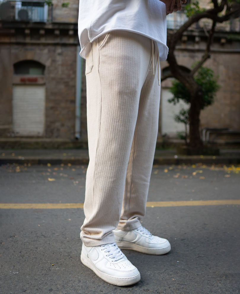 Light Beige Regular Fit Track Pant.