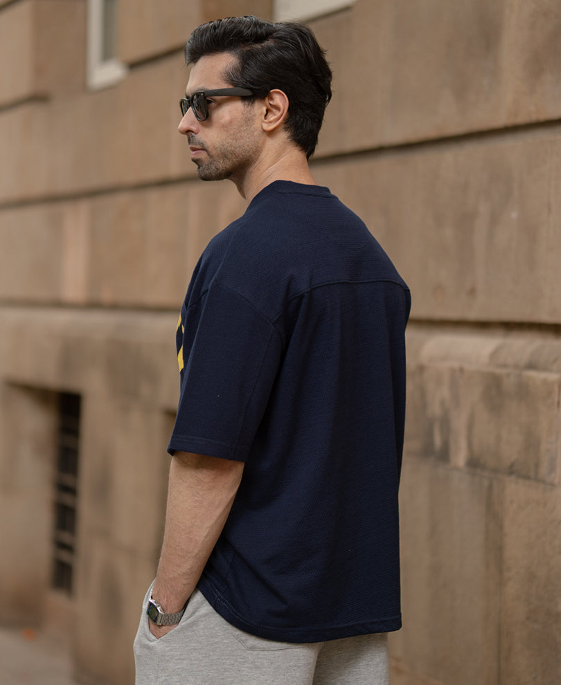 Navy Structured Graphic T-Shirt