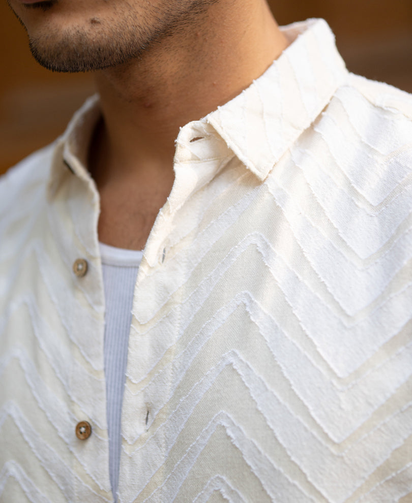 Off White Jacquard Shirt.