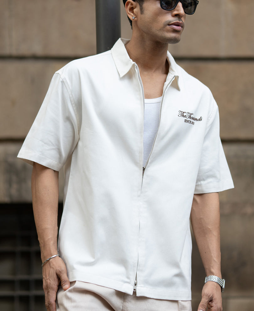 Off-White Embroidered Boxy Shirt.