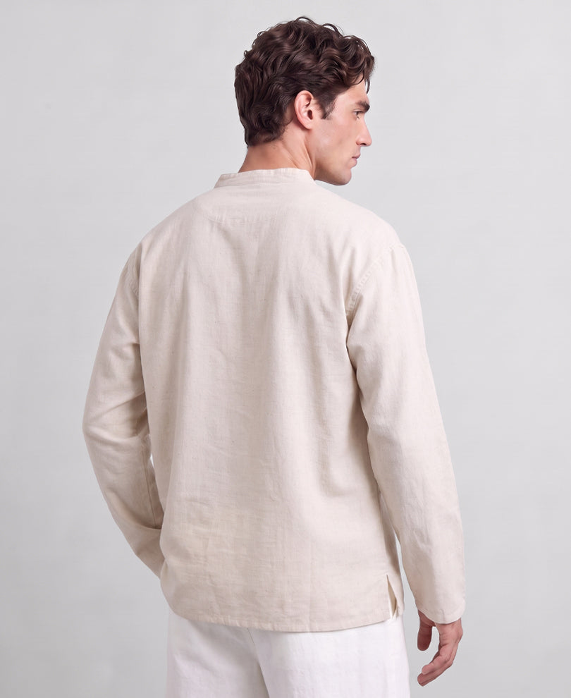 Natural Linen Blend Kurta Shirt