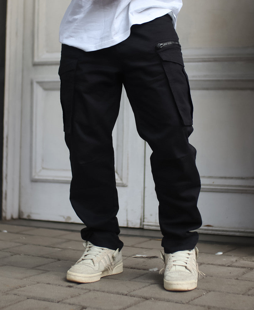 Black Regular Fit Cargo Pant.