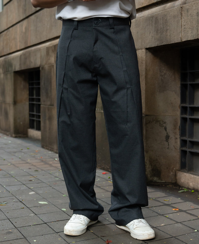 Dark Grey Pleated Trousers