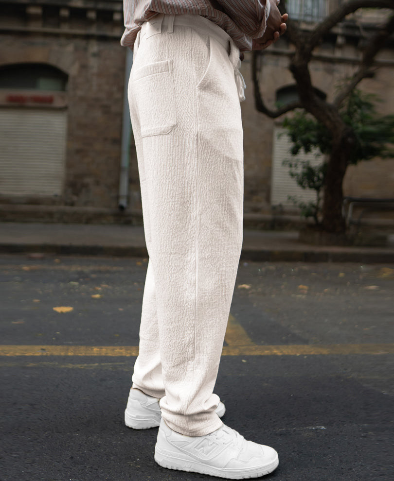 Cream Structured Trackpant.