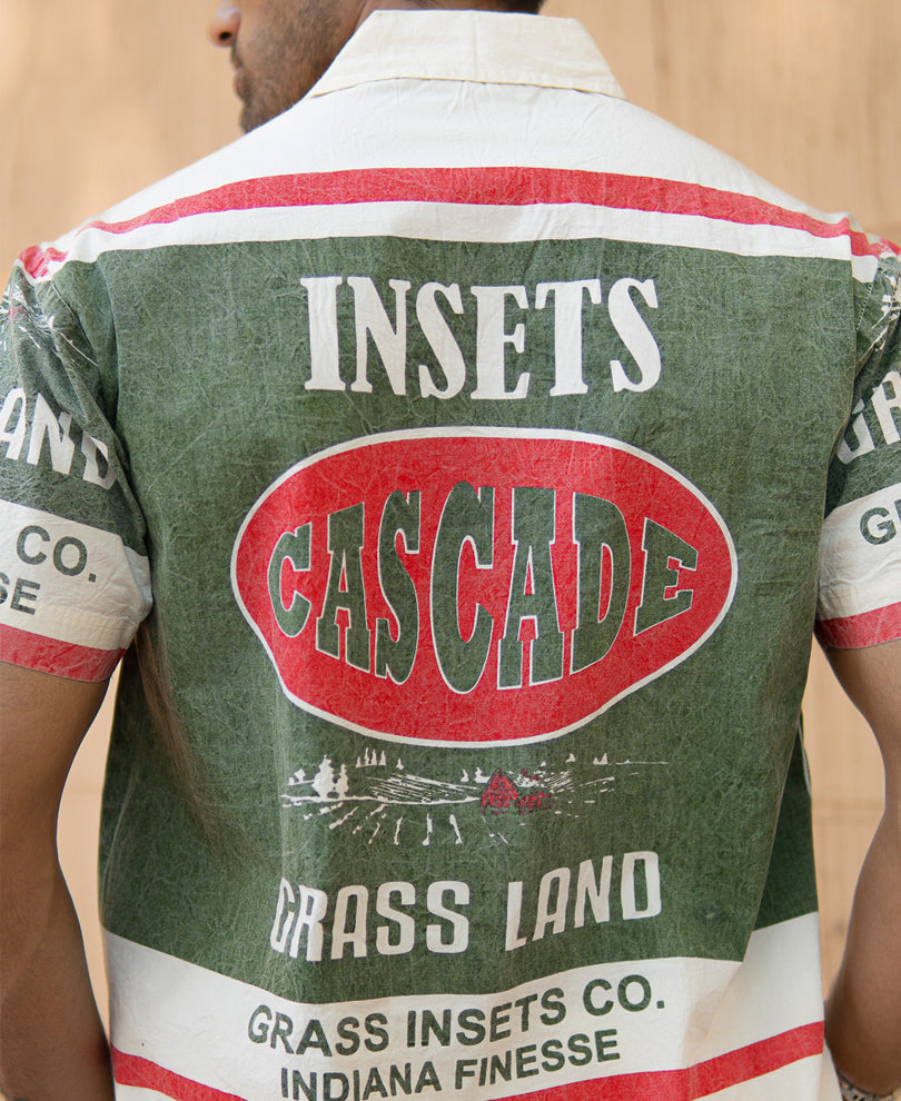 Olive Washed Printed Shirt.
