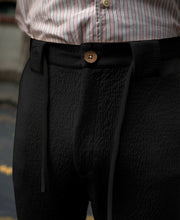 Black Structured Knitted Regular Fit Pant.