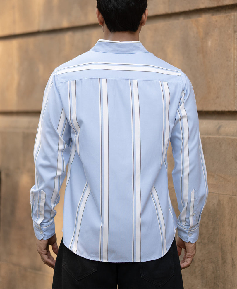 Light Blue Broad Stripe Shirt.