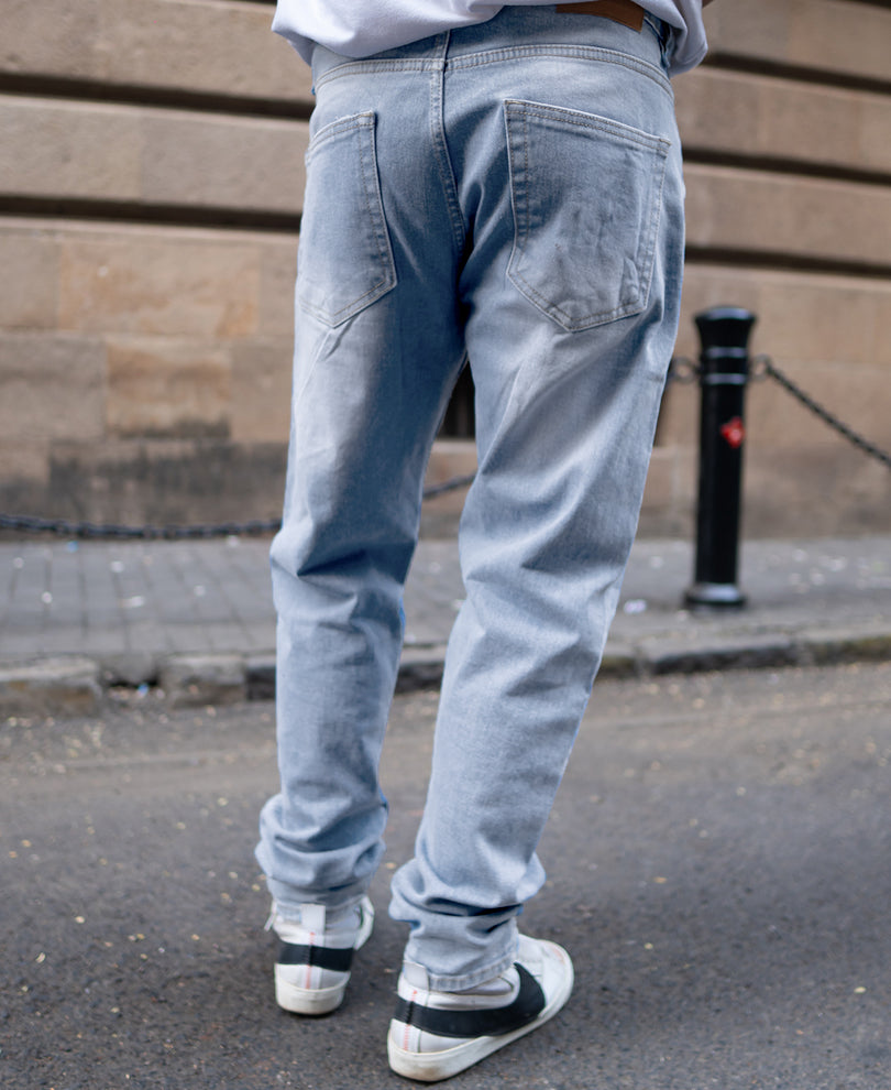 Light Blue Regular Fit Denim Jeans.