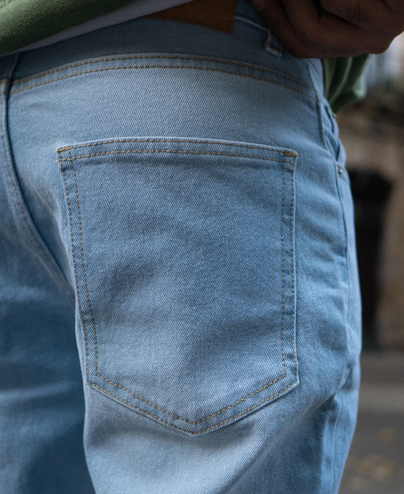 Sky Blue Denim Regular Fit Jeans.