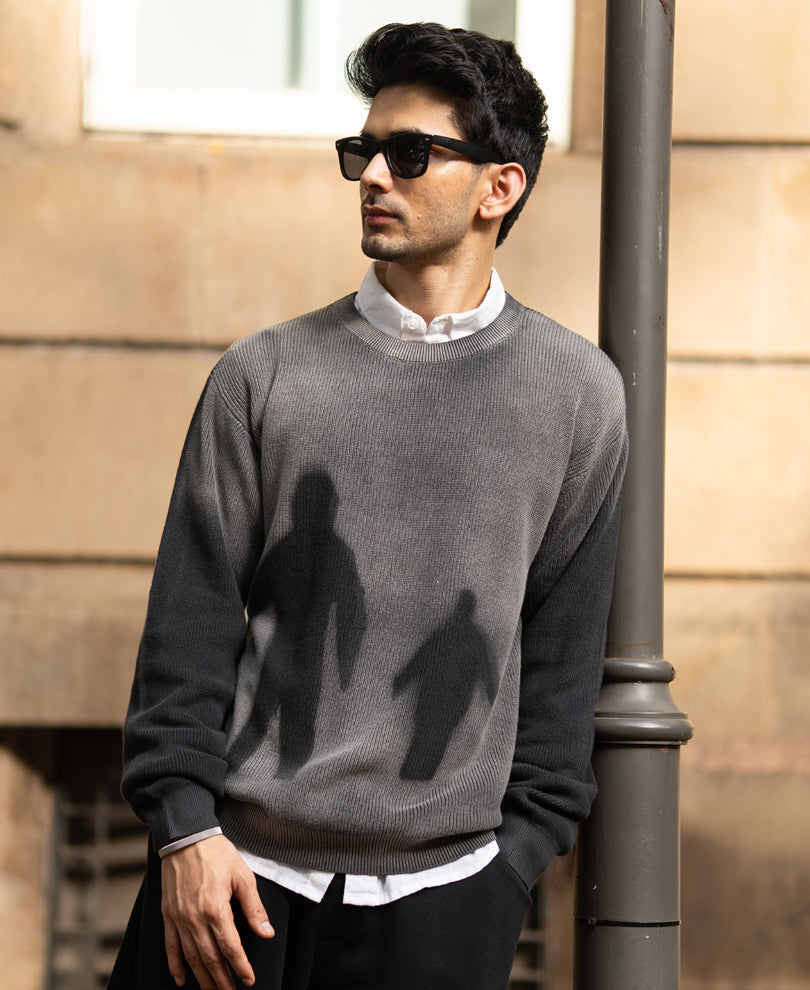 Black Spray Print Knit T-Shirt 100% Cotton