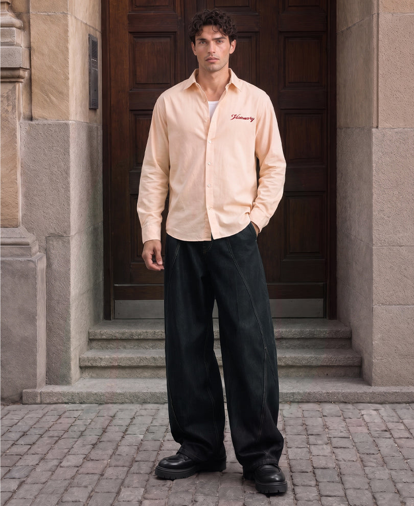 Light Peach Embroidered Shirt
