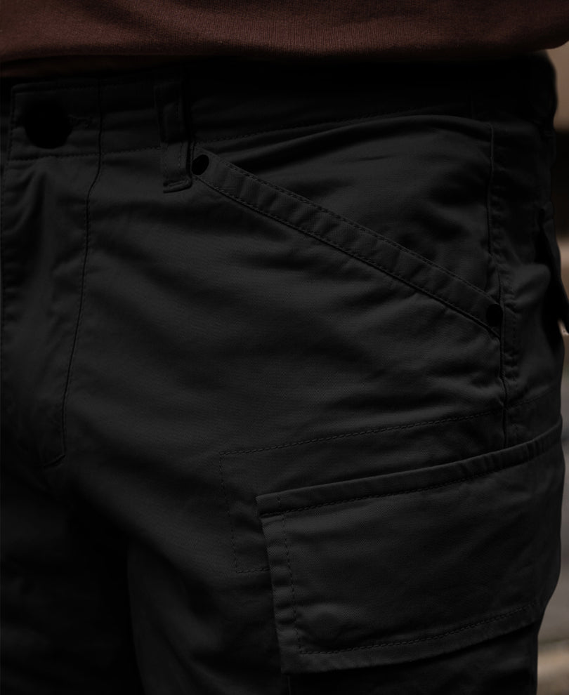Black Cotton Cargo Trouser.