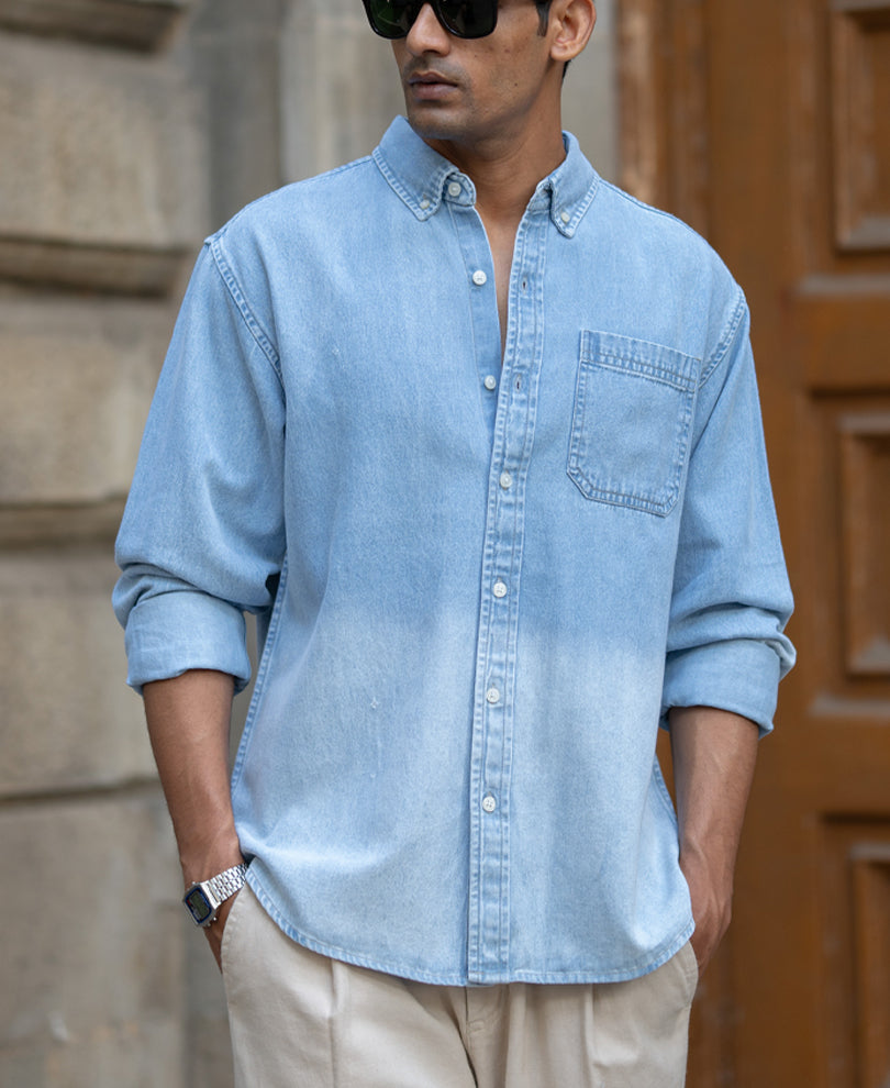Light Blue Ombre Denim Shirt.
