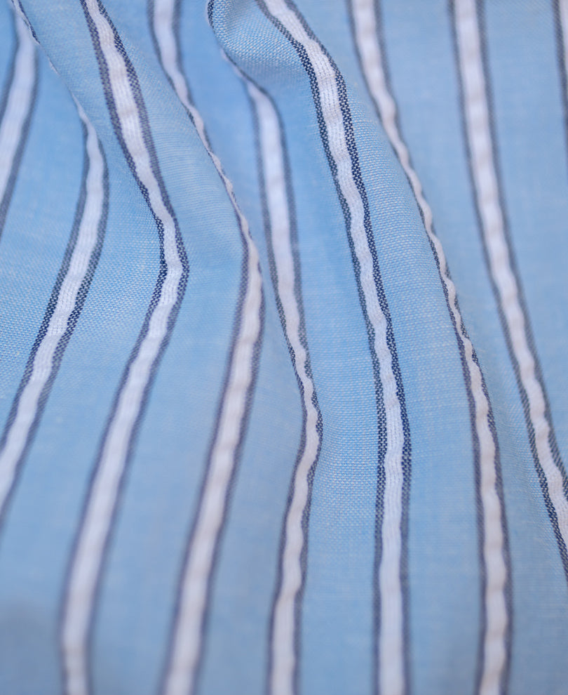 Blue Seersucker Stripe Shirt.