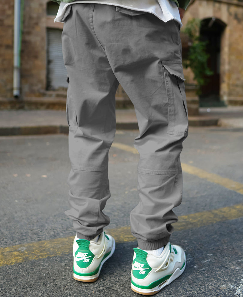 Grey Regular Fit Cargo Pant.