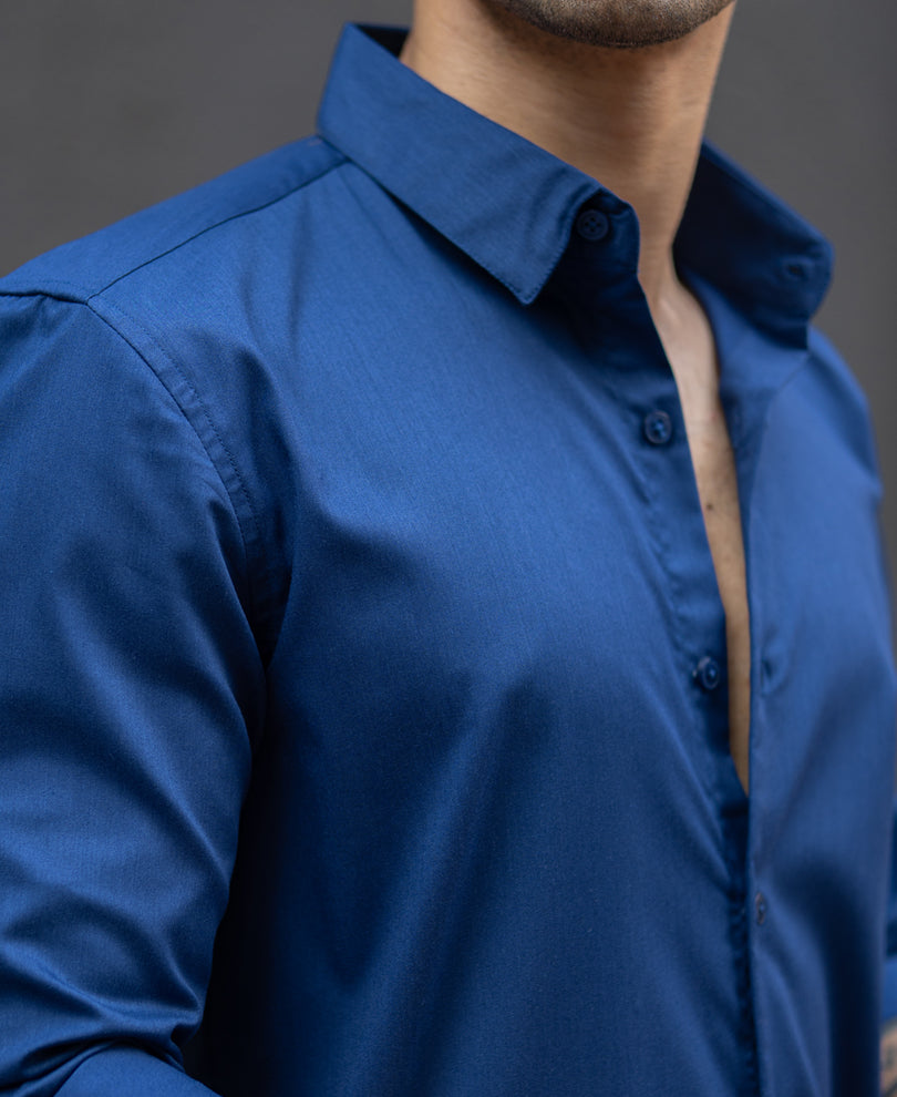 Navy Melange Stretch Shirt.