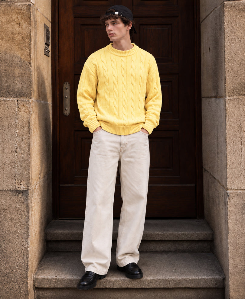 Yellow Cable Knit Sweater