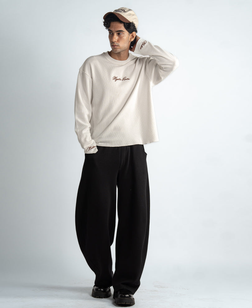 White Embroidered Structure T-Shirt
