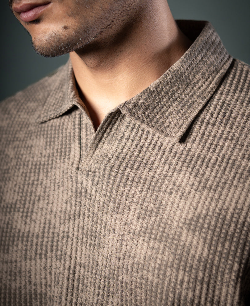 Dark Beige Printed Boxy T-Shirt.