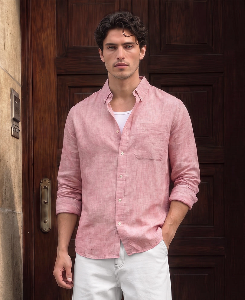 Mauve Slub Textured Shirt 100% Cotton