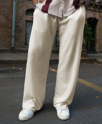 Cream Waffle Baggy Fit Track Pant