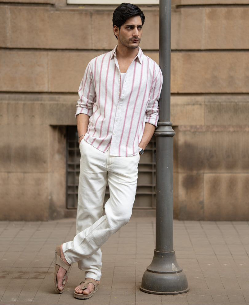 Pink & Natural Stripe Shirt.