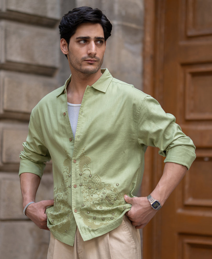 Mint Embroidered Shirt.