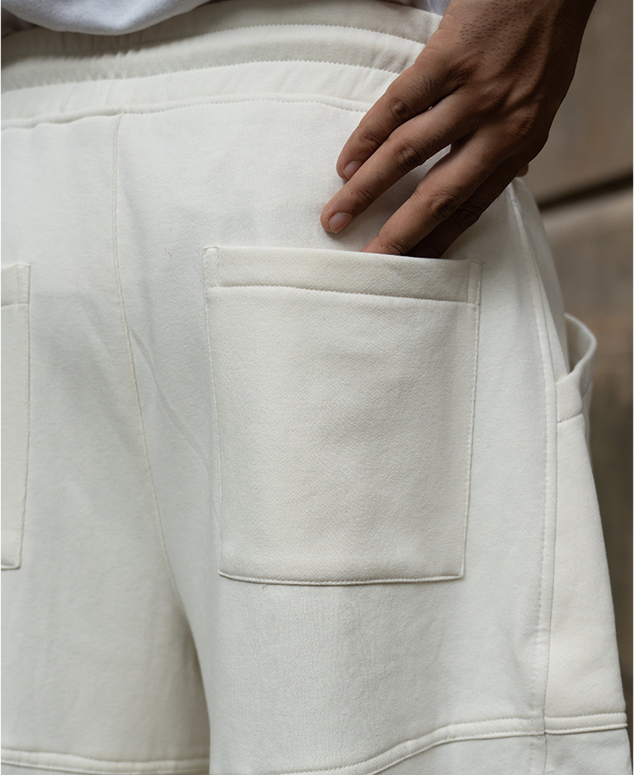 Cream Panelled Barrel Fit Trackpants