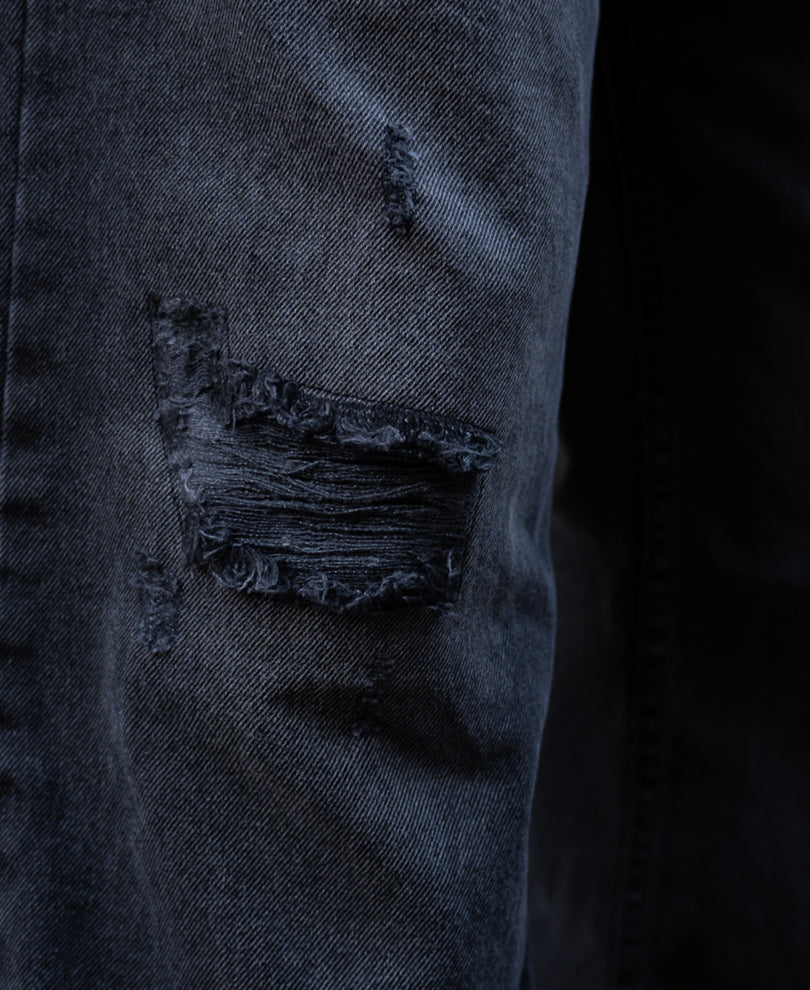 Charcoal Distressed Baggy Jeans.