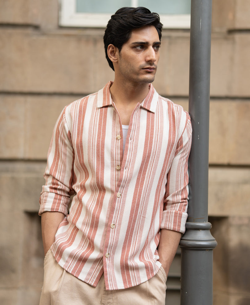Rust Structure Stripe Shirt.