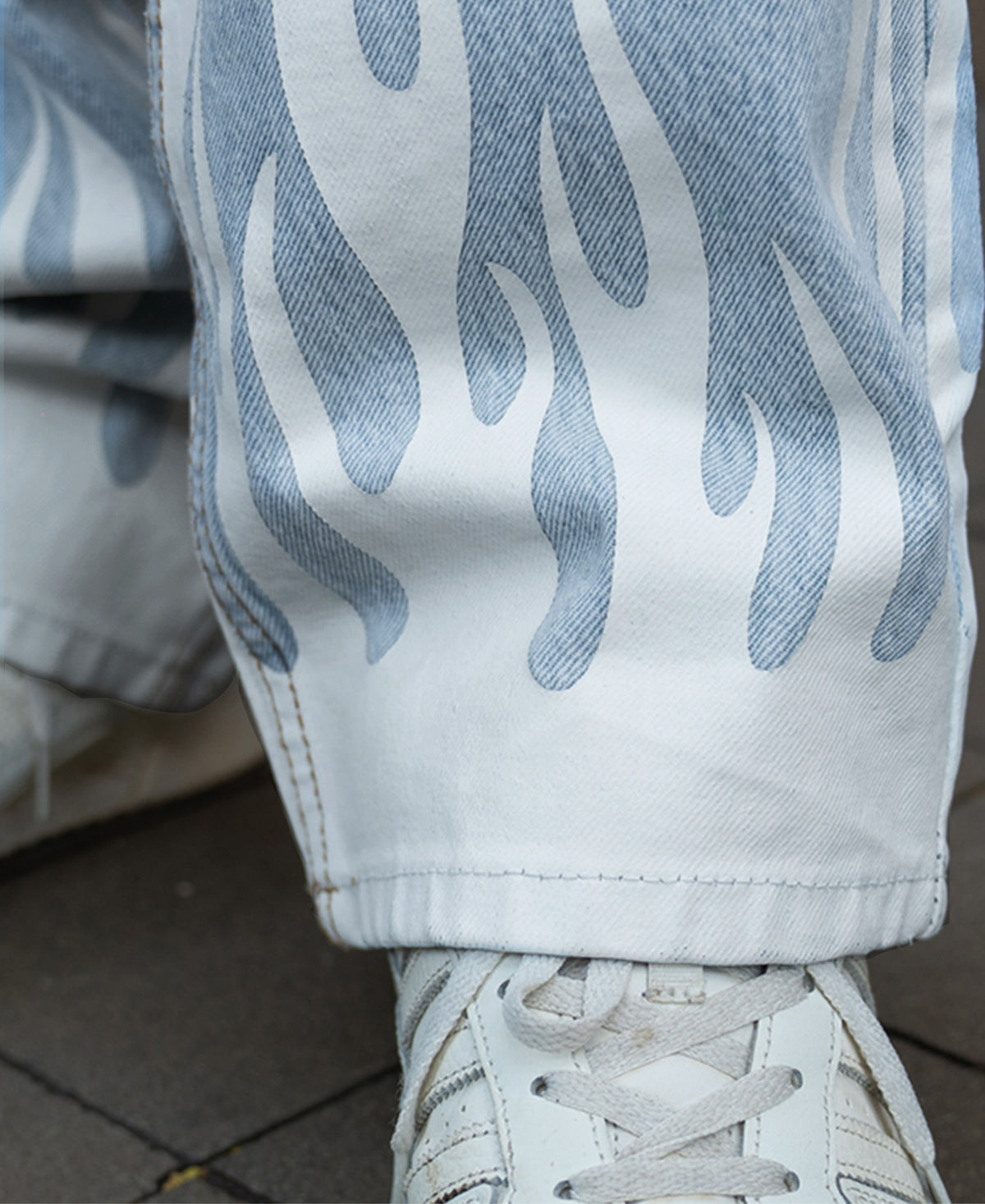 Blue Flame Print Jeans