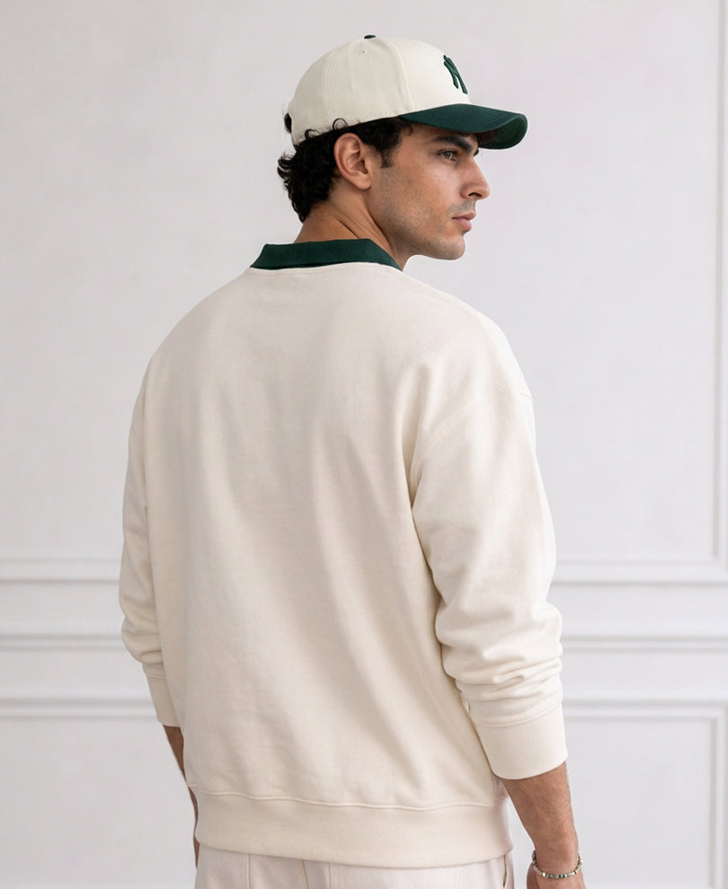 Cream Embroidered Boxy T-Shirt 100% Cotton