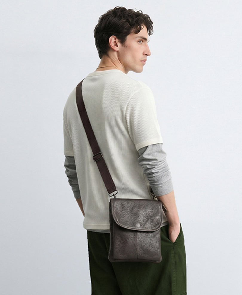 Dark Brown  Leather Crossbody Bag