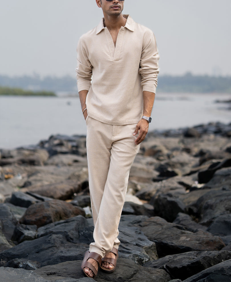 Beige Structured Cord Set.