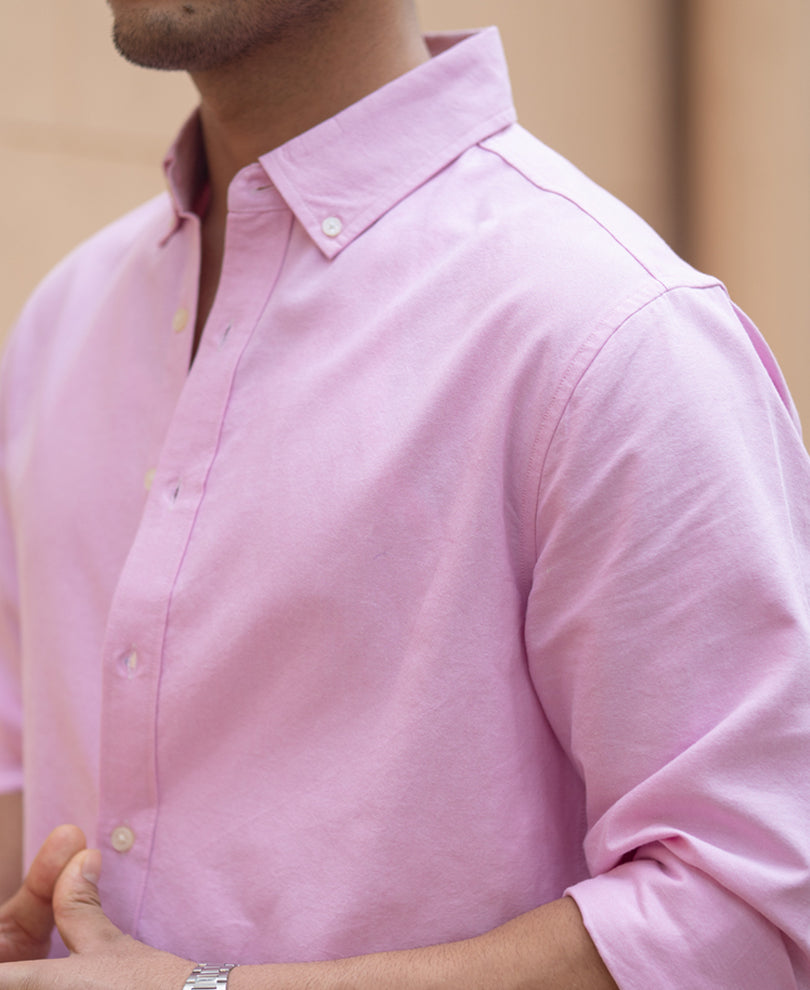 Pink Cotton Oxford Shirt.