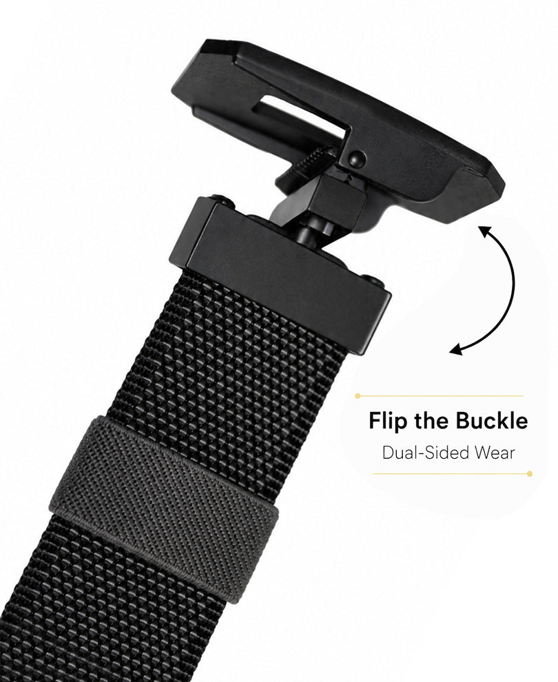 Grey Buckle Reversible Webbing Belt