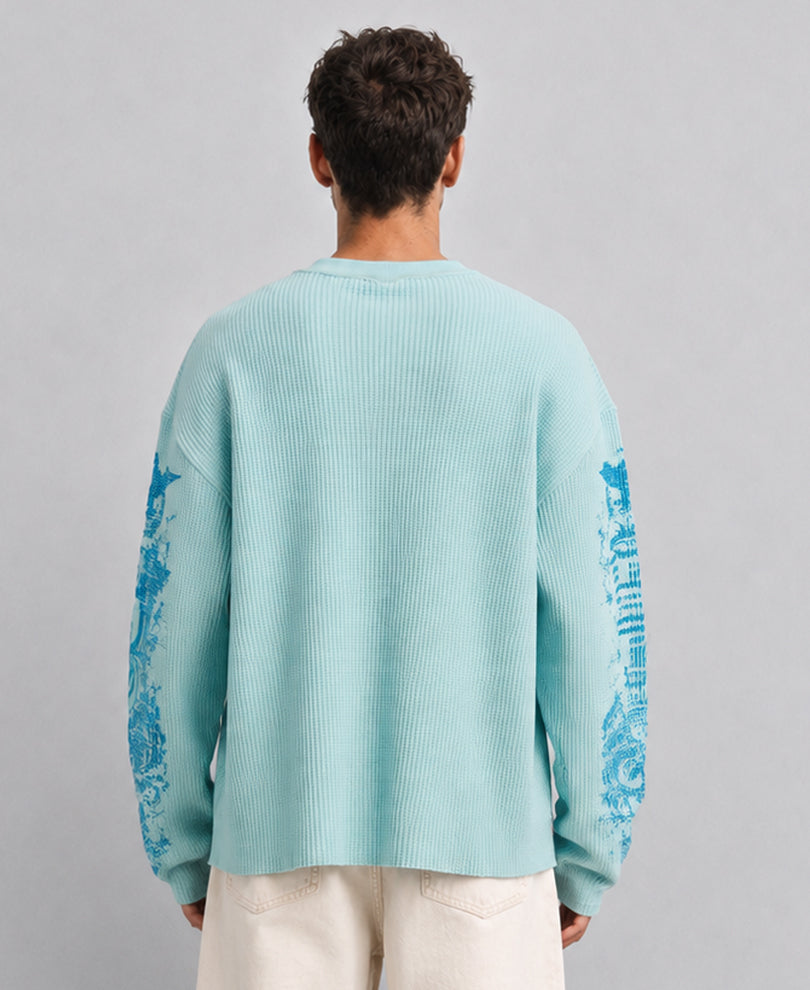 Aqua Printed Structured T-Shirt