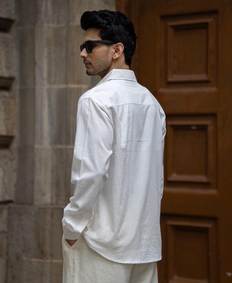 White Embroidered Lightweight Shirt 100% Cotton