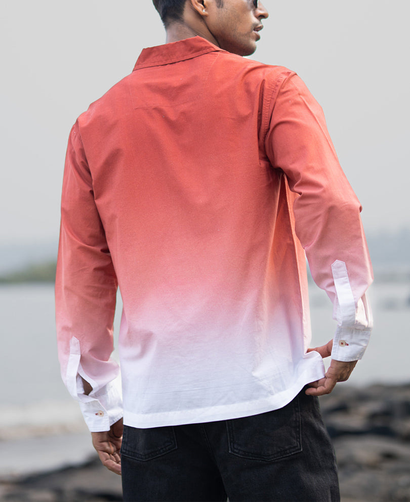 Orange Rust Ombre Pocket Shirt.