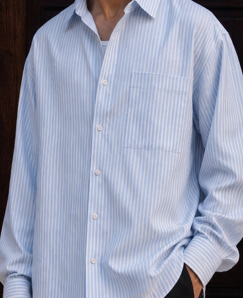 Blue Floral Printed Stripe Shirt