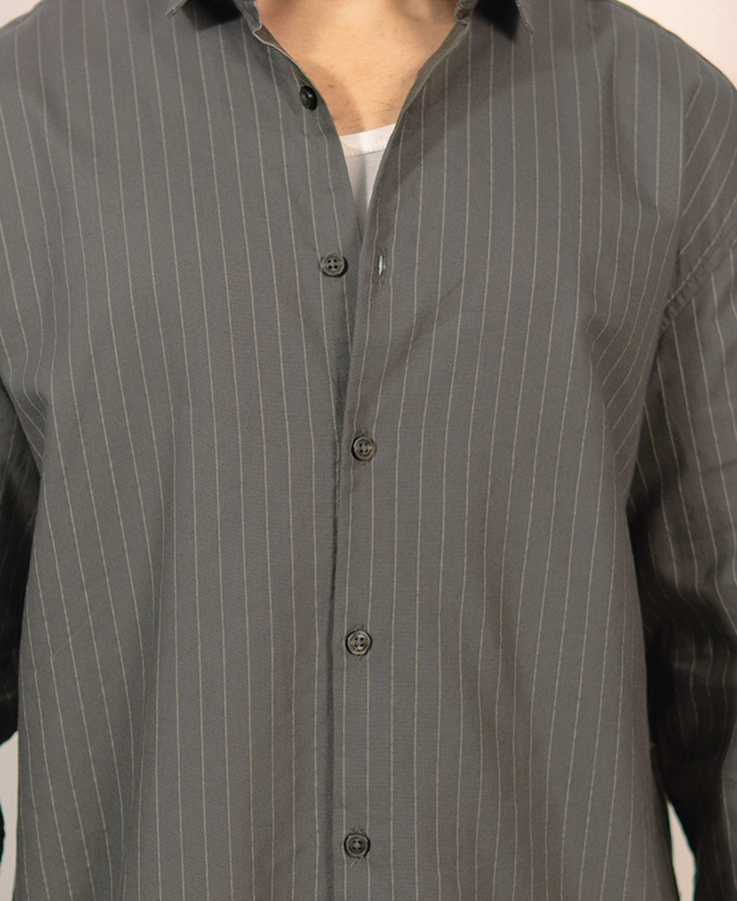 Grey Cotton Oxford Shirt
