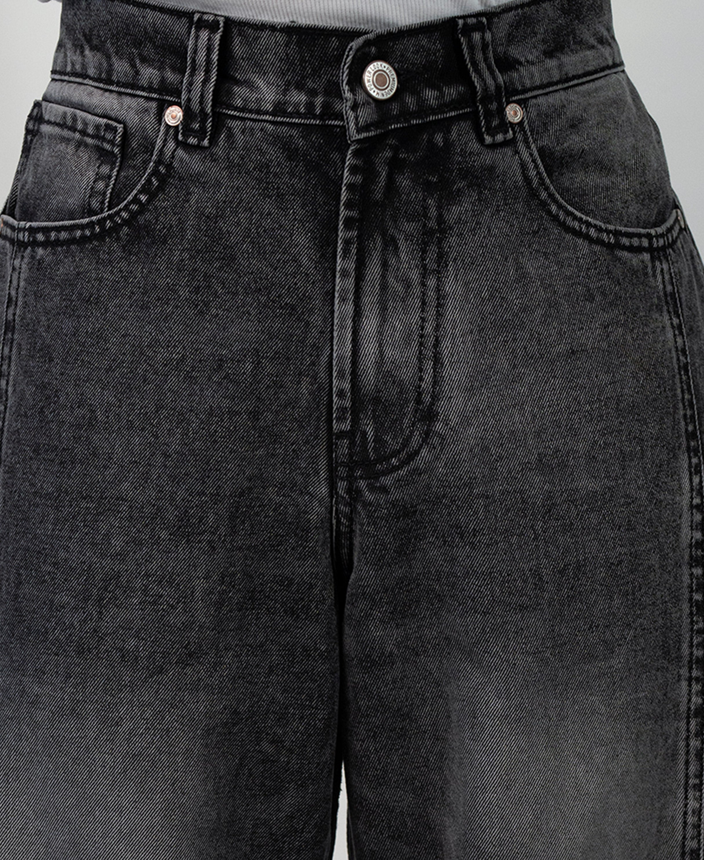 Charcoal Panelled Barrel Jeans