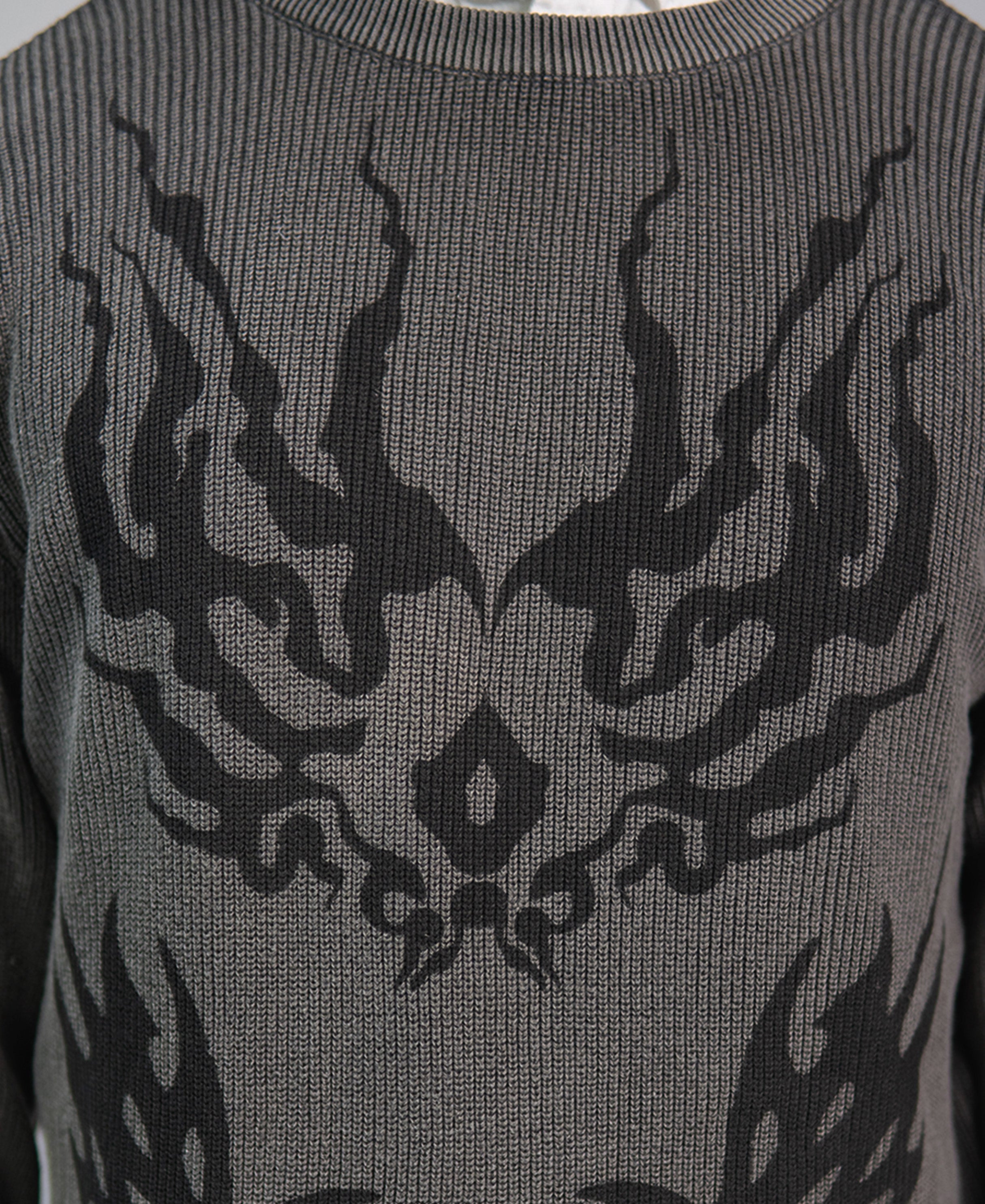 Grey Sigil Print Knit T-Shirt 100% Cotton