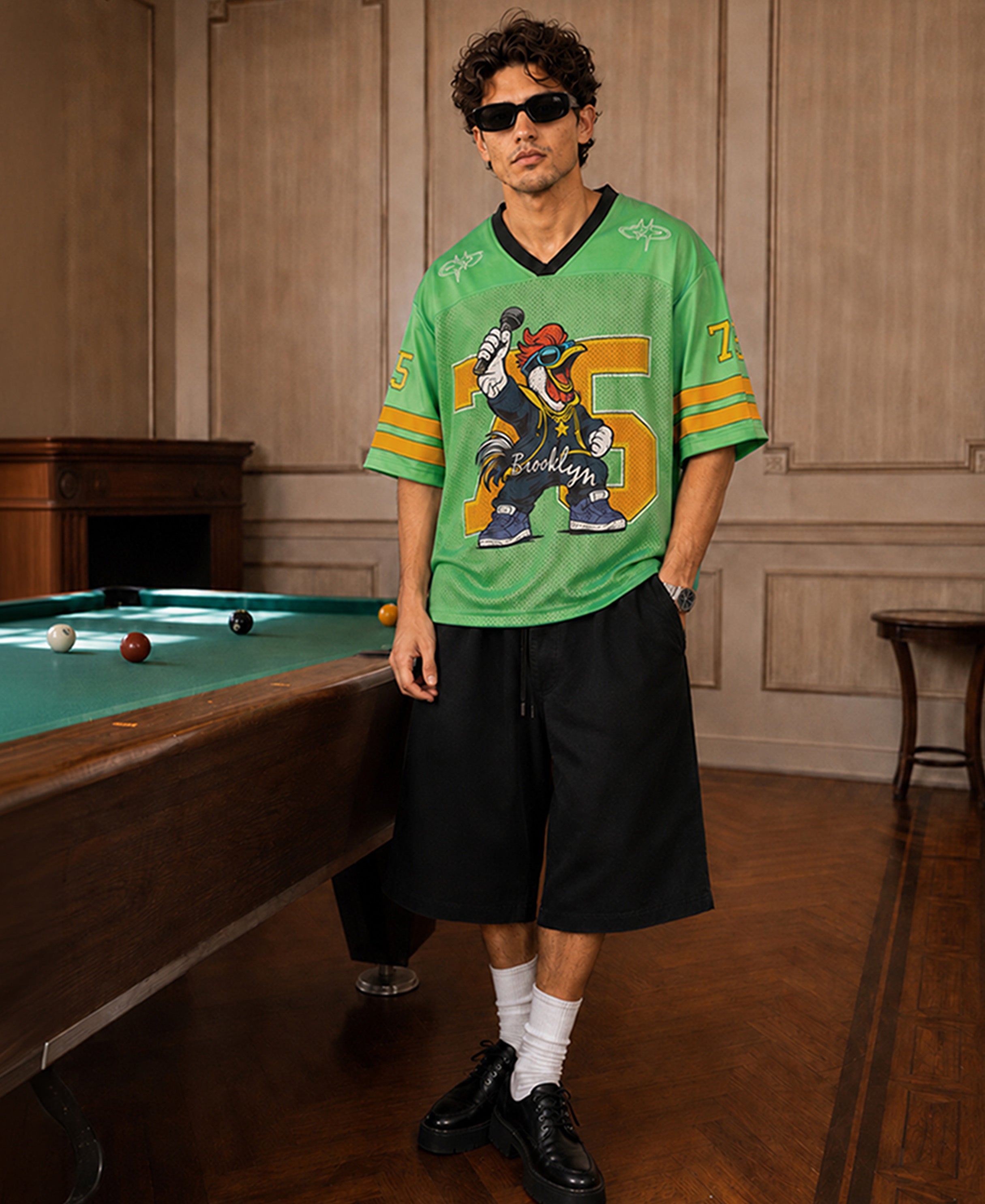 Green Character Print Jersey T-Shirt