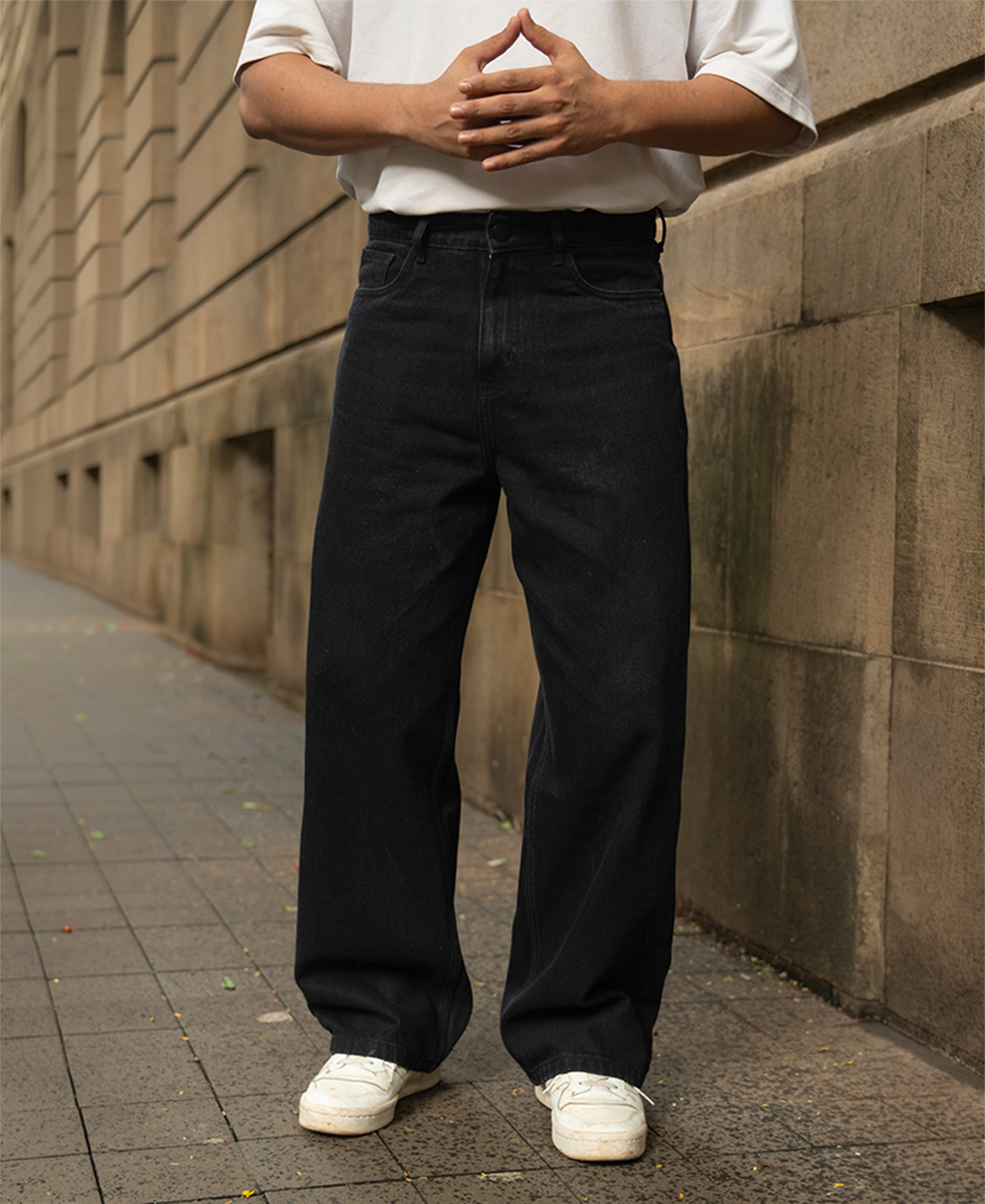 Black Washed Baggy Jeans