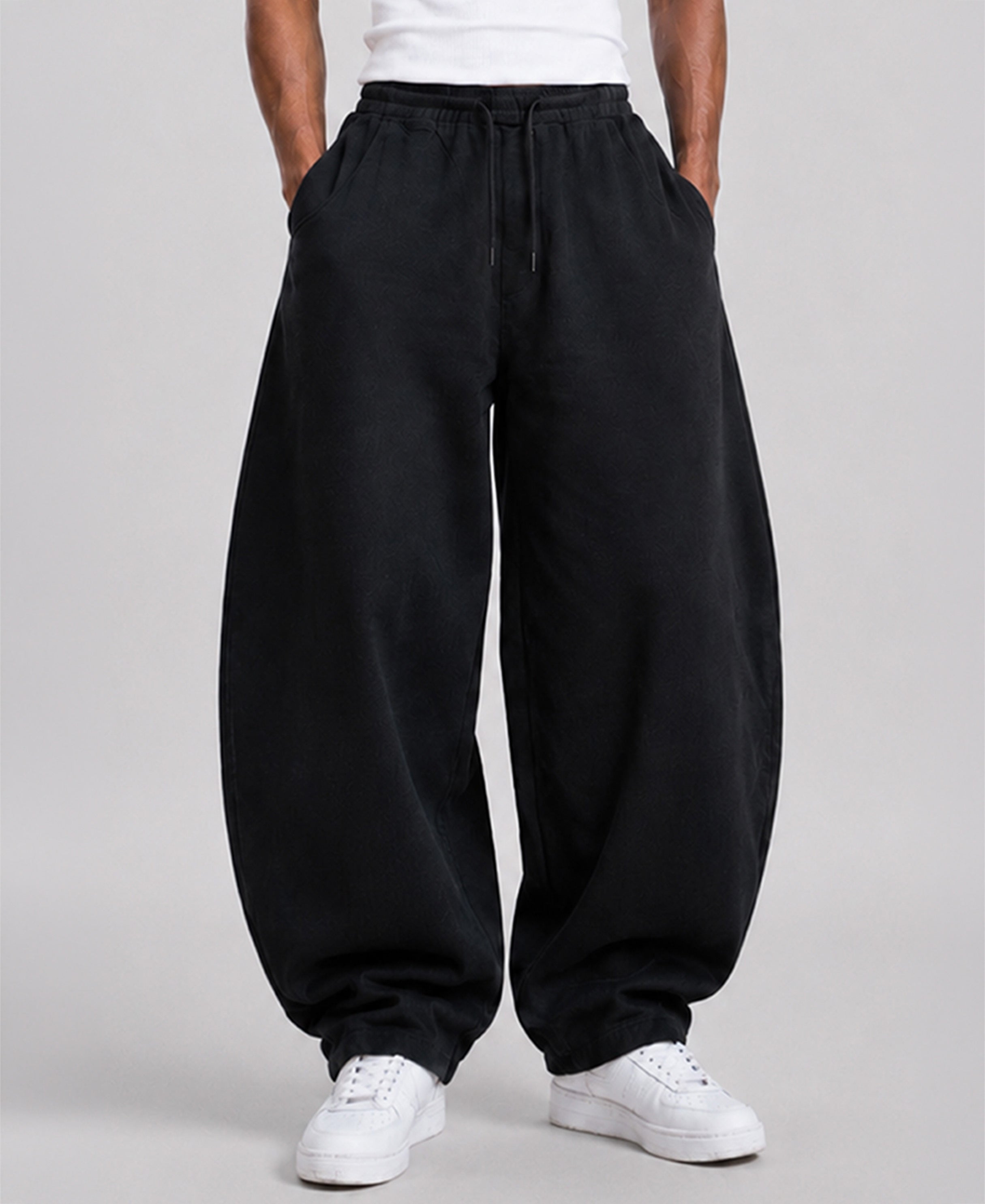 Black Barrel Fit Trackpants