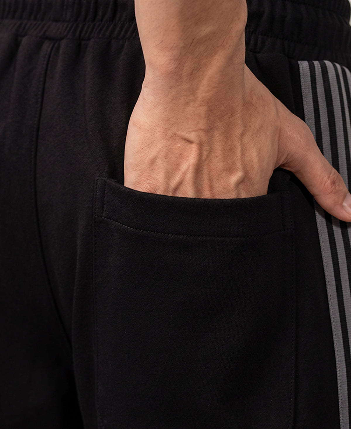Black Tape Detail Baggy Trackpant