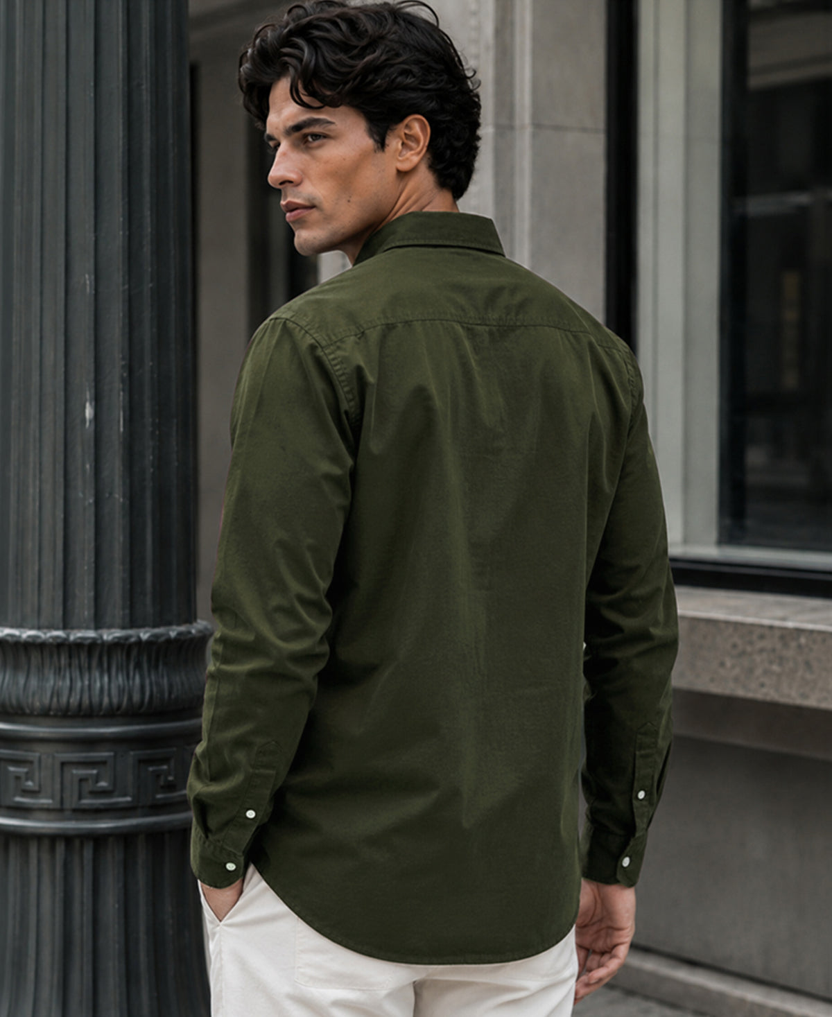 Olive Oxford Button Down Shirt