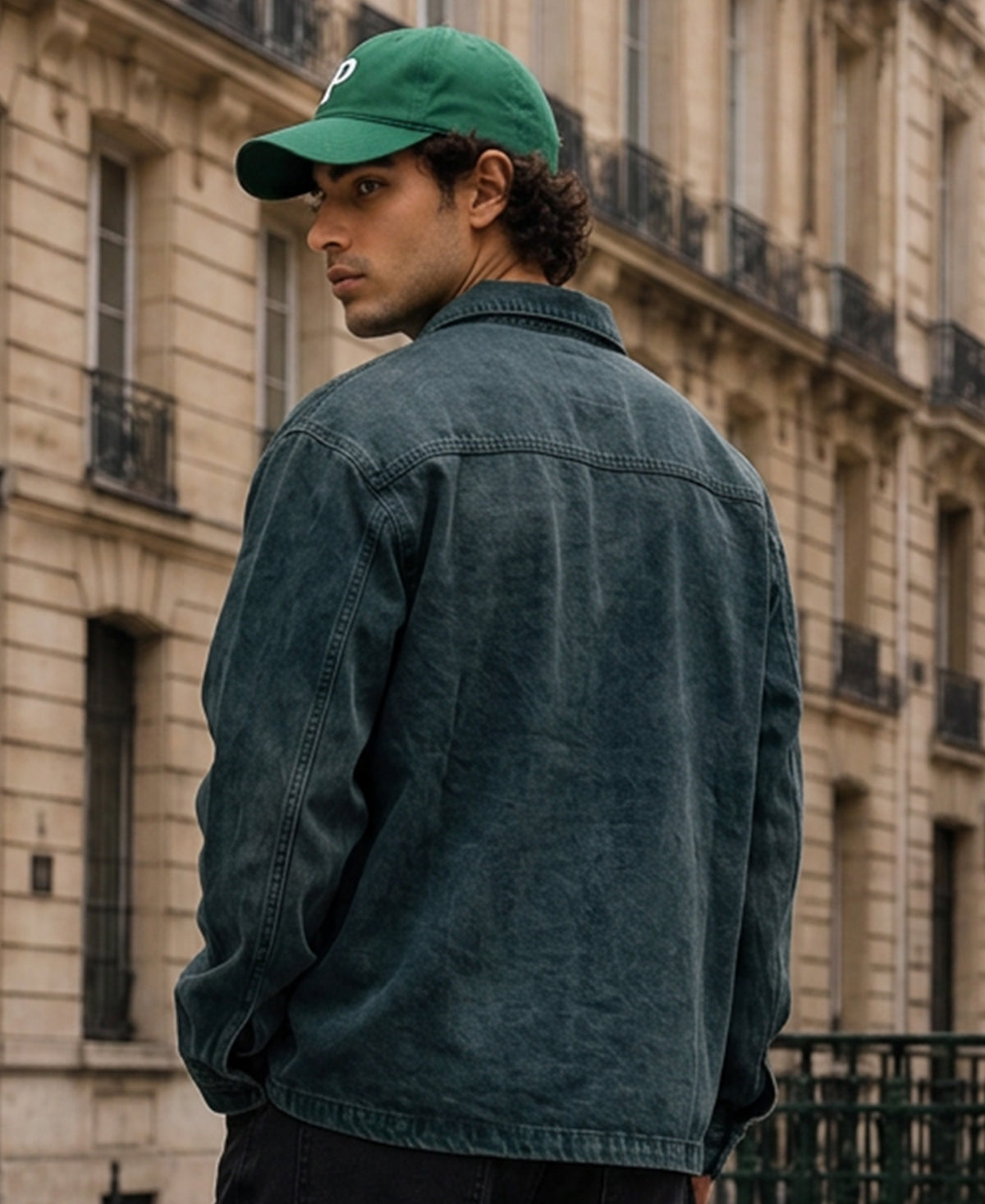 Dark Teal Washed Denim Overshirt